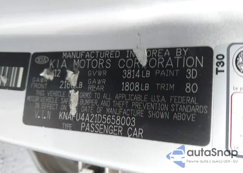 2013 Kia Forte Ex z USA, uszkodzony, nr VIN KNAFU4A21D5658003